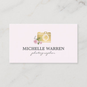 Bohemian Guld Camera Flowers Rosa Photographer Visitkort