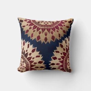 Bohemian Guld flottan Burgundy Hand plockade Manda Kudde