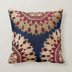 Bohemian Guld flottan Burgundy Hand plockade Manda Kudde