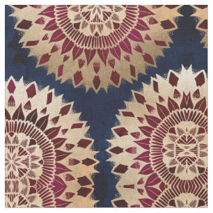 Bohemian Guld flottan Burgundy Hand plockade Manda Tyg