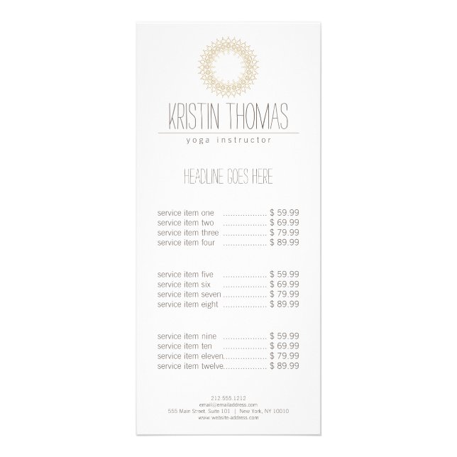 Bohemian Guld Sol Mandala Reklamkort (Framsidan)