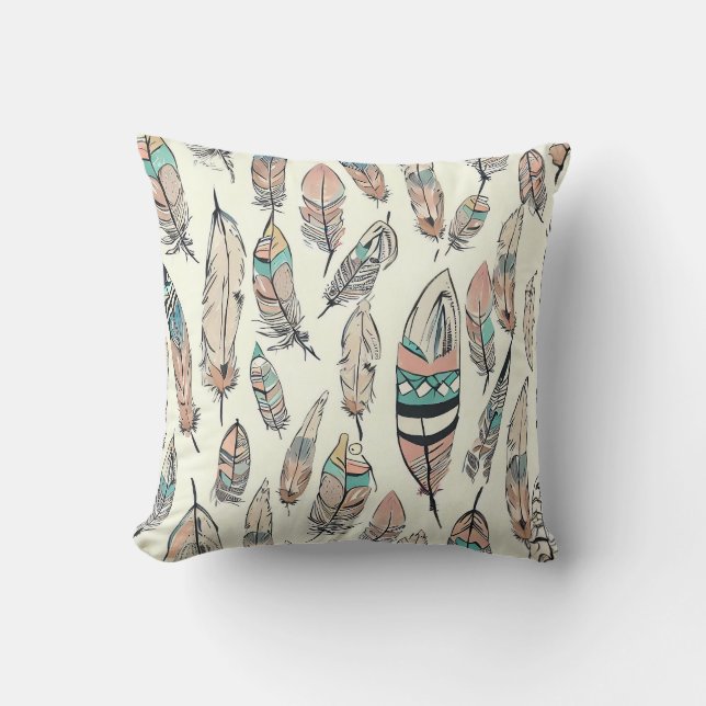 Bohemian Hand plockade Feathers Kudde (Framsida)