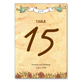 Bohemian Heart, Ro, Birds & Banner Bröllop Bordsnummer