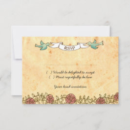 Bohemian Heart, Ro, Birds & Banner Bröllop OSA Kort