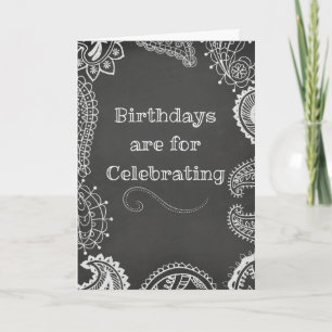 Bohemian Henna Chalkboard-födelsedagskort Kort