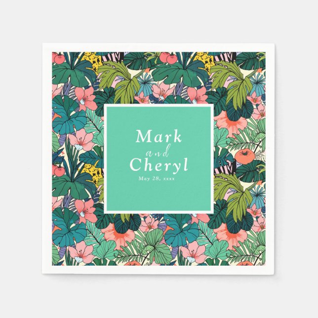 Bohemian Hibiscus Bröllop Pappersservett (Framsidan)