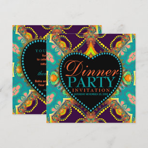 Bohemian Hippie Batik Middagsbjudanden Inbjudningar