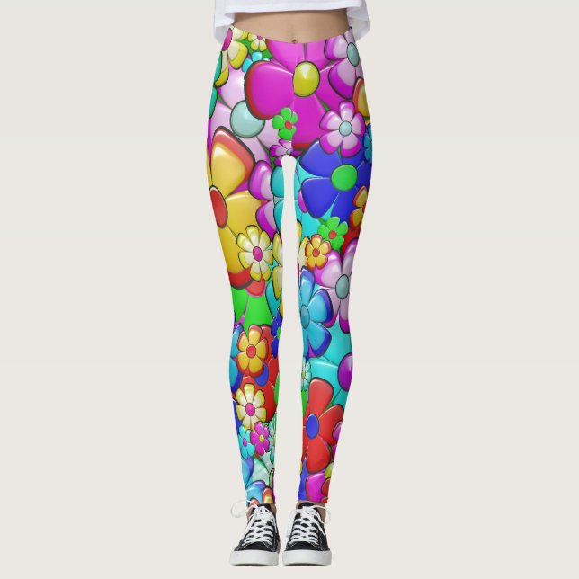 Bohemian Hippie Flowers Leggings (Framsida)