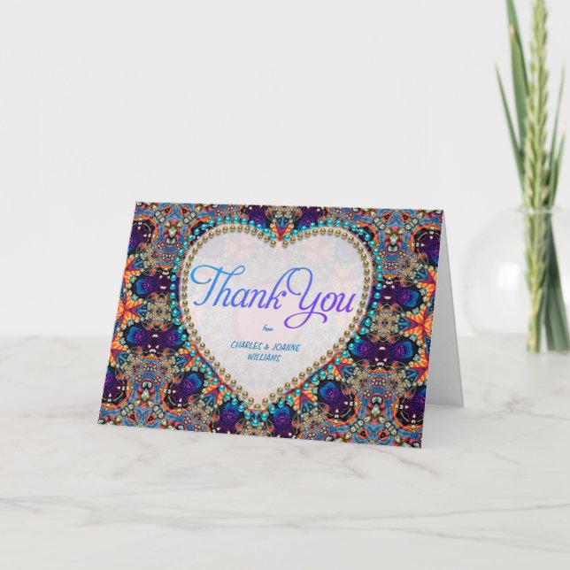 Bohemian Hippie Lila Blue Orange Tack du Cards Kort (Framsida)
