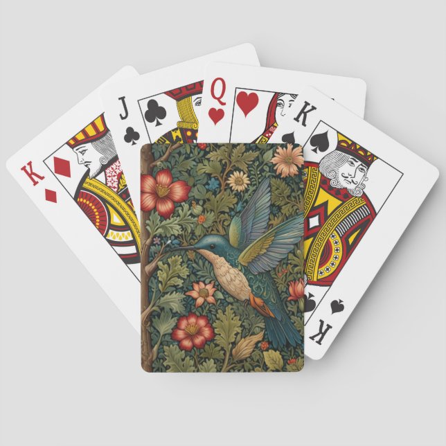 Bohemian hummingbird art boho chic botanik casinokort (Baksidan)