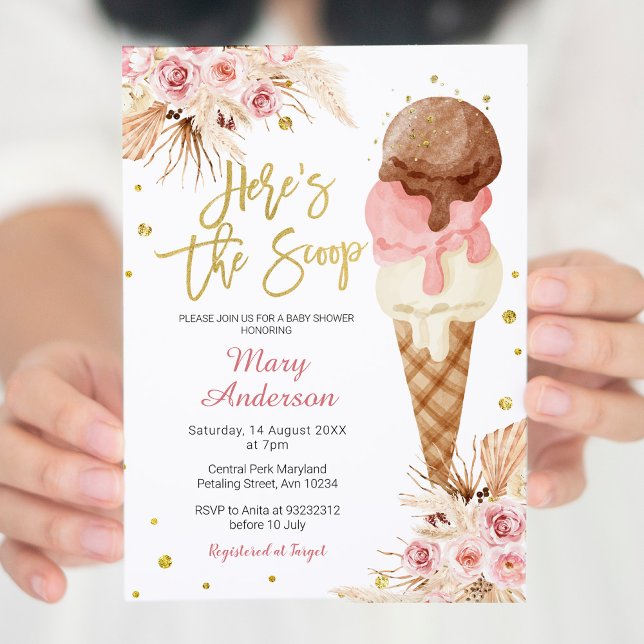 Bohemian Ice Cream Baby Shower Inbjudningar (Skapare uppladdad)