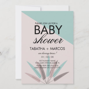 BOHEMIAN Leaf Tribal Babyfirande Inbjudan