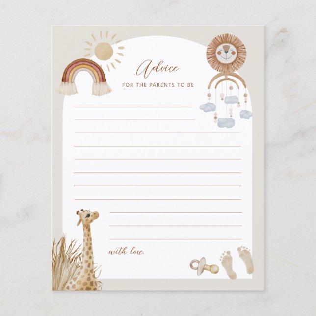 Bohemian Leksaker Giraffe Sol Råd till föräldrar Flygblad (Framsidan)