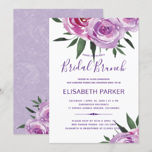 Bohemian lila mauve chic peonies möhippa brunch inbjudningar