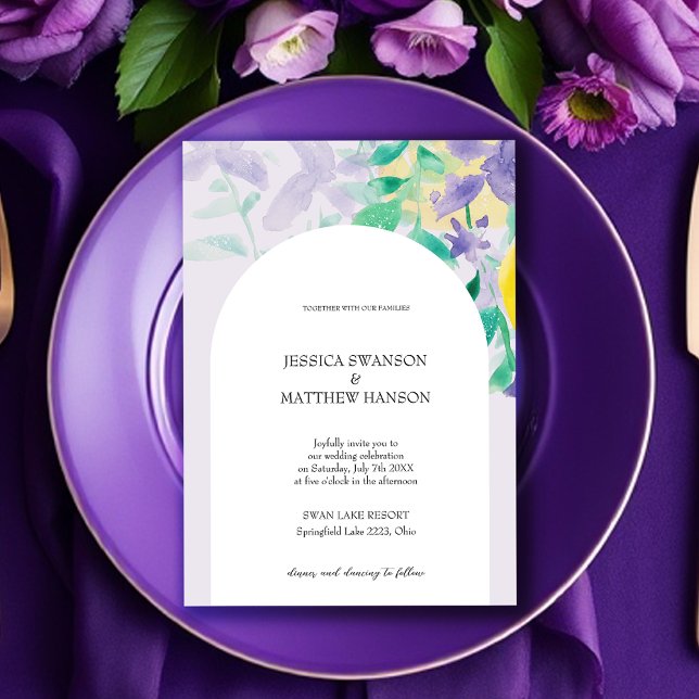 Bohemian Lilac Grönt Watercolor Blommigt Bröllop Inbjudningar (Skapare uppladdad)