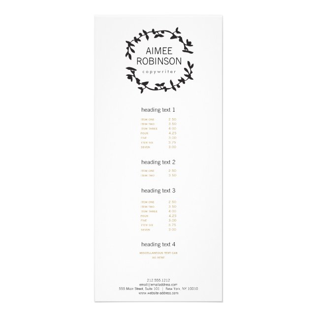 BOHEMIAN LÖV WREATH LOGOTYP in BLACK & WHITE Reklamkort (Framsidan)