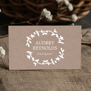 BOHEMIAN LÖV WREATH LOGOTYP Tan Kraft Papper Effek Visitkort
