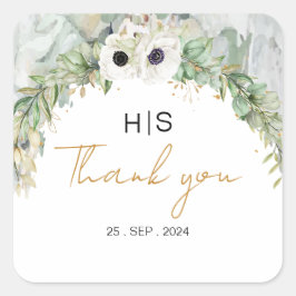 Bohemian Lush Greenery Arch Summer Garden guld Fyrkantigt Klistermärke