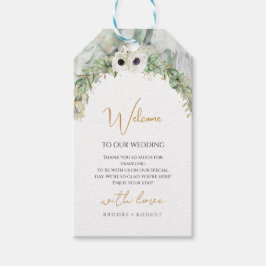 Bohemian Lush Greenery Arch Summer Garden guld Presentetikett