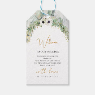 Bohemian Lush Greenery Arch Summer Garden guld Presentetikett