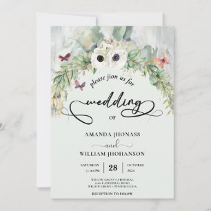 Bohemian Lush Greenery Arch Summer Garden Wedding Inbjudningar
