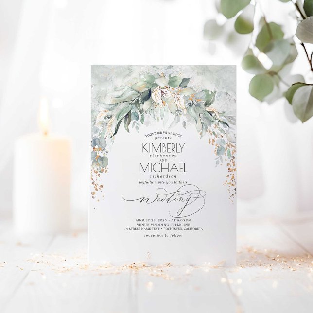 Bohemian Lush Greenery Arch Summer Garden Wedding Inbjudningar (Greenery Boho Wedding Invitations)