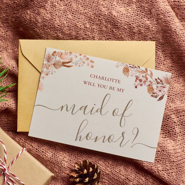 Bohemian Maid of honor Frieri kort Boho Flowers (Skapare uppladdad)