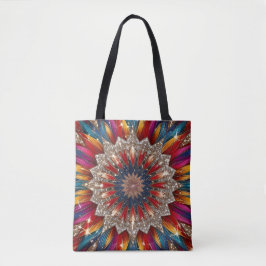 Bohemian Mandala-handväskan – Levande röd och guld Tygkasse