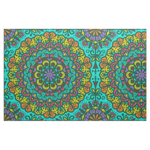 Bohemian Mandala Jewel Tone Hand plockade Colorful Tyg