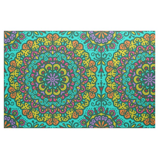 Bohemian Mandala Jewel Tone Hand plockade Colorful Tyg (Fat Quarter)
