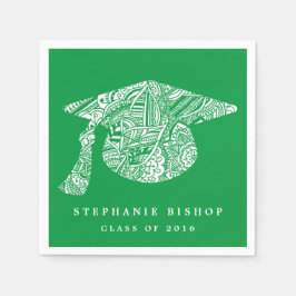 Bohemian Mandala Mönster Studenten Hat Grönt Pappersservett