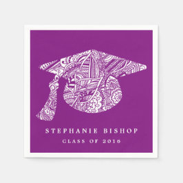 Bohemian Mandala Mönster Studenten Hat Lila Pappersservett