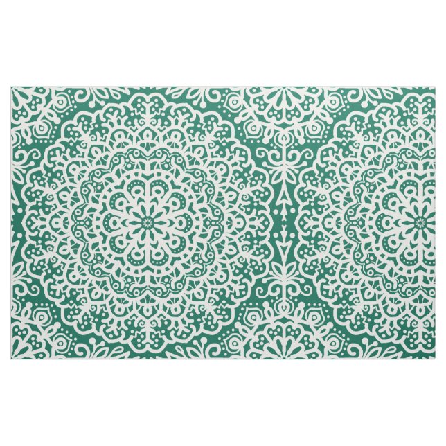 Bohemian Mandala Snöre Emerald Grönt Jewel Tone Tyg (Fat Quarter)