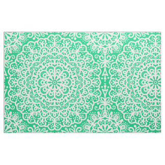 Bohemian Mandala White Snöre på Mörk grönt Tyg