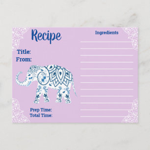 Bohemian Mandalas & Lotus Elephant Recipe Vykort