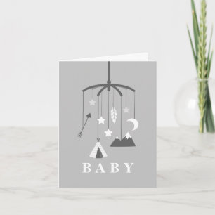 Bohemian Mobile Neutralt Baby Shower - Grått Kort