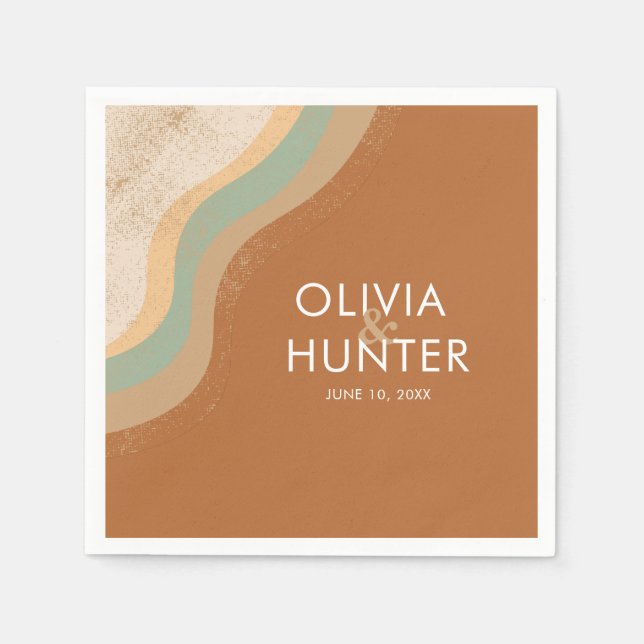 Bohemian Modern Terracotta Bröllop Pappersservett (Framsidan)