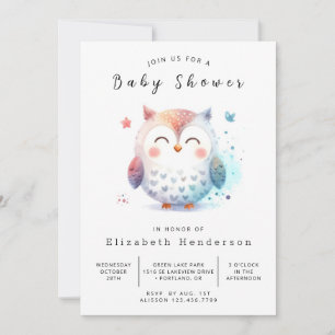 Bohemian Modern Uggla Baby Shower Inbjudningar