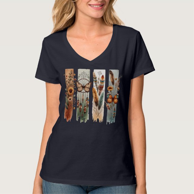 Bohemian Nature Art Panel T Shirt (Framsida)