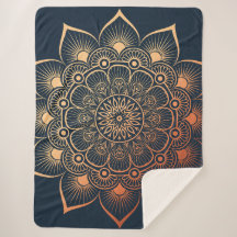 Bohemian Navy Blue Peach Mandala