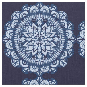 Bohemian Navy Blue Tie Dye Mandala Tyg
