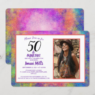 Bohemian Nebula Art 50 och Fabulous Birthday Inbjudningar