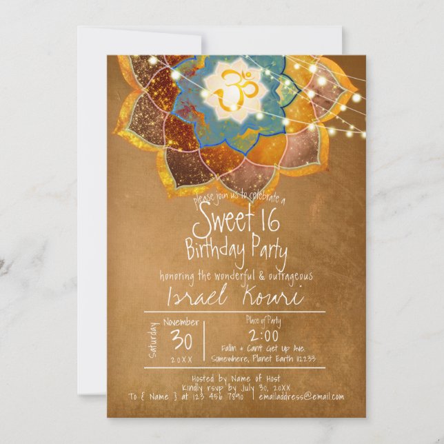 Bohemian Nights w/ Lotus Mandala | Blå Lila Inbjudningar (Framsida)