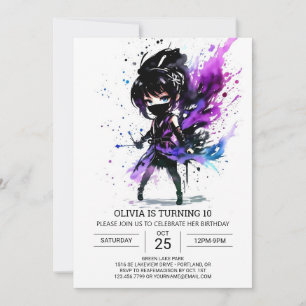 Bohemian Ninja Printable Girl Birthday Inbjudningar