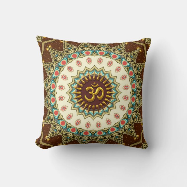 Bohemian OM Mandala Cushion / Pillow Kudde (Framsida)