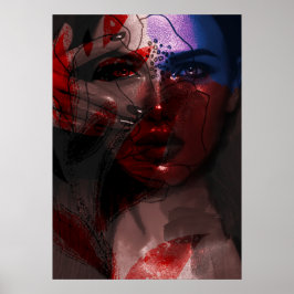 Bohemian Ombre Violet och Burgundy Woman Porträtt Poster