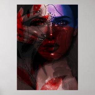 Bohemian Ombre Violet och Burgundy Woman Porträtt Poster