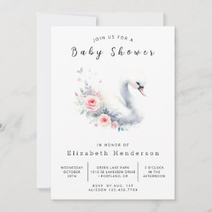 Bohemian Online Svan Baby Shower Inbjudningar