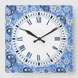Bohemian Paisley Blue Land Farm Stil Fyrkantig Klocka