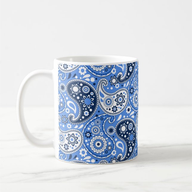 Bohemian Paisley Blue Land Farm Stil Kaffemugg (Vänster)